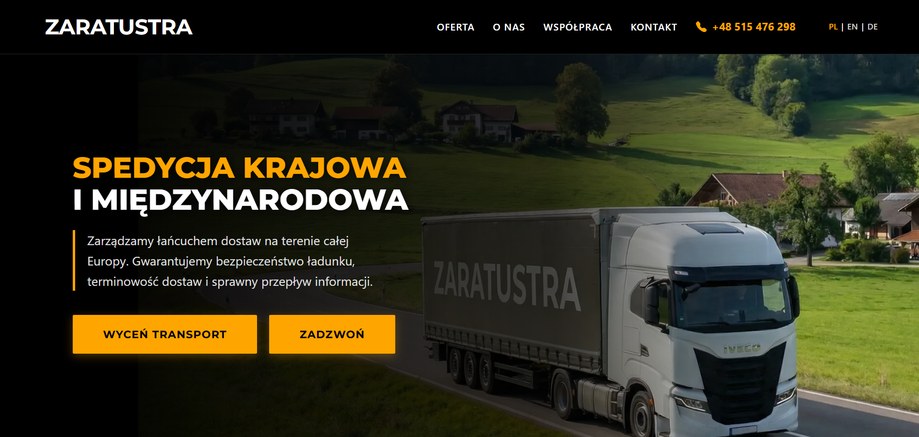 Platforma i branding dla firmy spedycyjnej